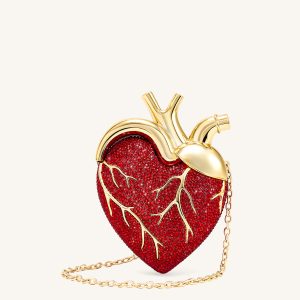 Maren Artificial Crystal Heart Shaped Bag - Red