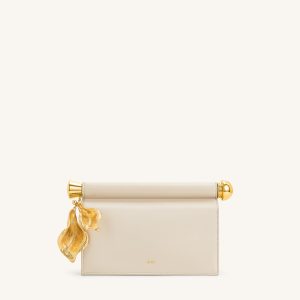 Holly Metal Pendant Embellished Clutch - White
