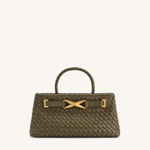 Elora Woven Tote Bag - Dark Olive