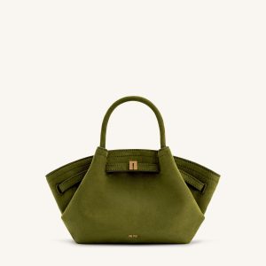 Hana Mini Faux Suede Tote Bag - Dark Olive
